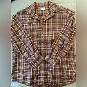 Mens LL Bean plaid button up Large